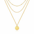 Triple Layered Coin Necklace Gold
