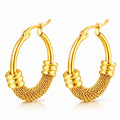 Large Twisted Barrel Hoop Earrings Gold
