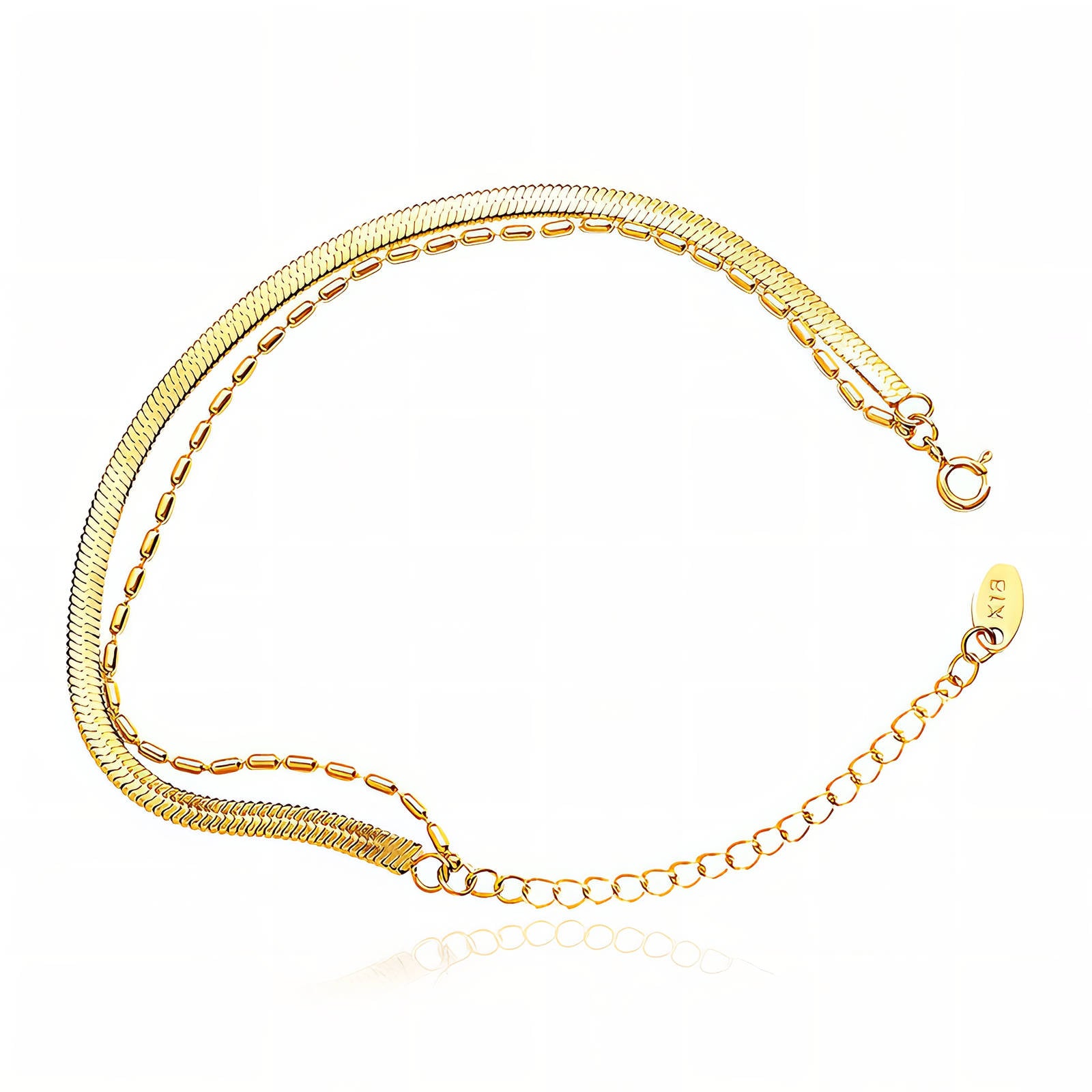 Double Layered Snake & Chain Anklet Gold