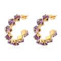 Purple Cubic Zirconia Open Hoop
Earrings Gold