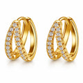 Cubic Zirconia Double Hoop Earrings Gold