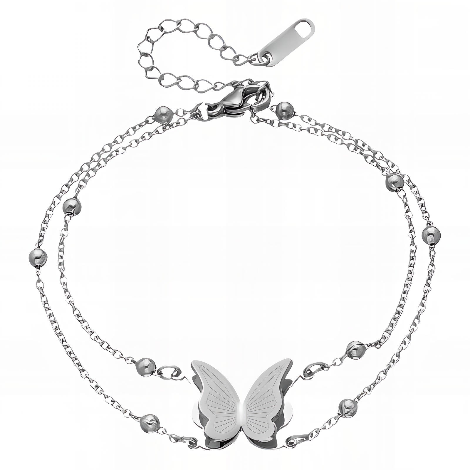 Butterfly Stainless Steel Silver Bracelet